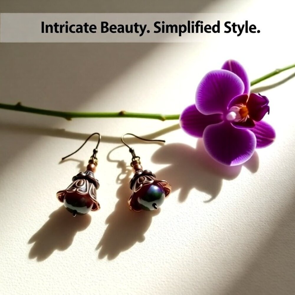 Floral Bell Flower Blossom Dangle Earrings! Perfect Fall Hues! Uniquely Handmade